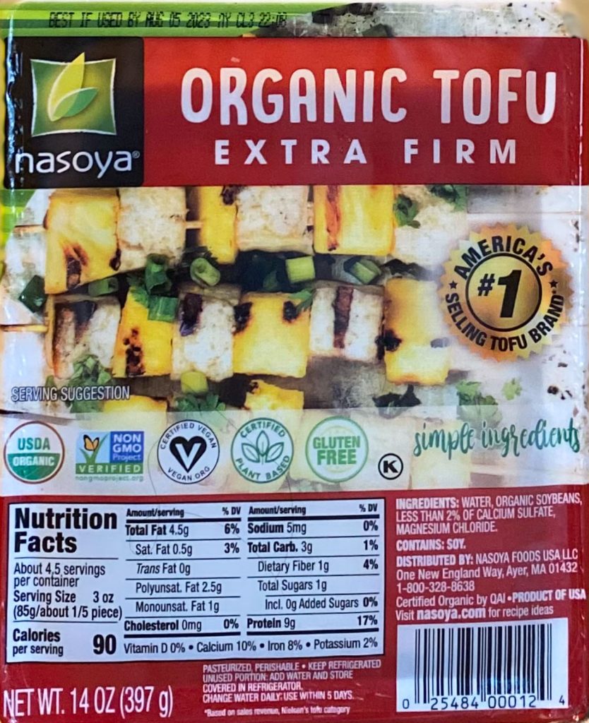 Package of nasoya tofu.