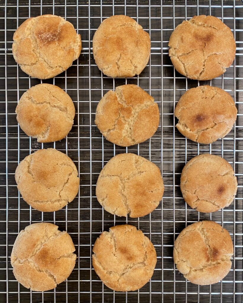 snickerdoodles on cooling rack