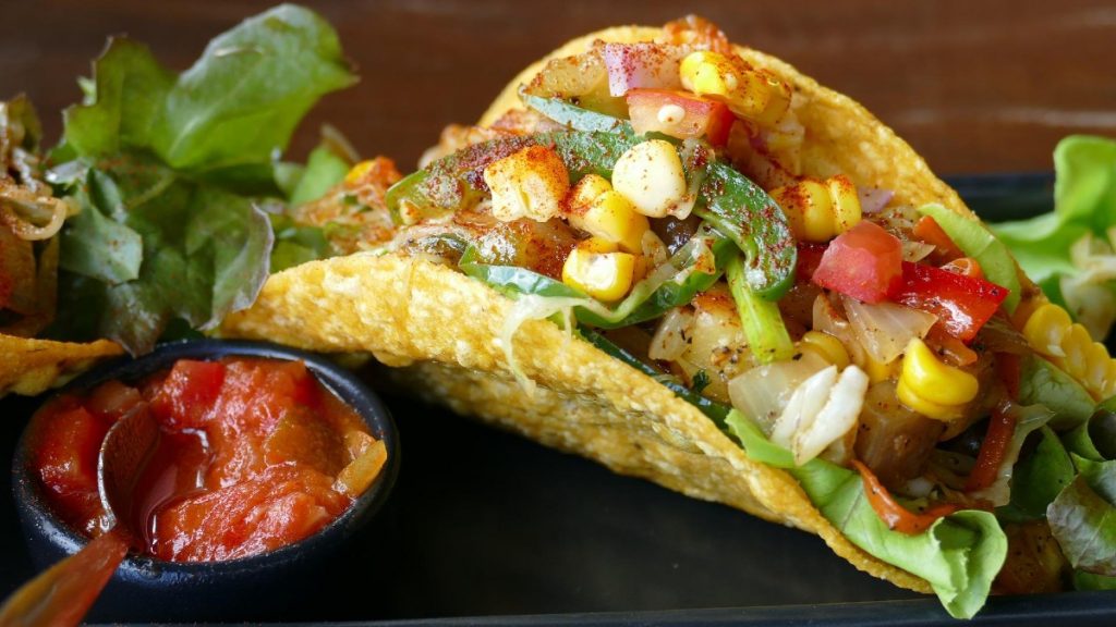 closeup of a veggie taco