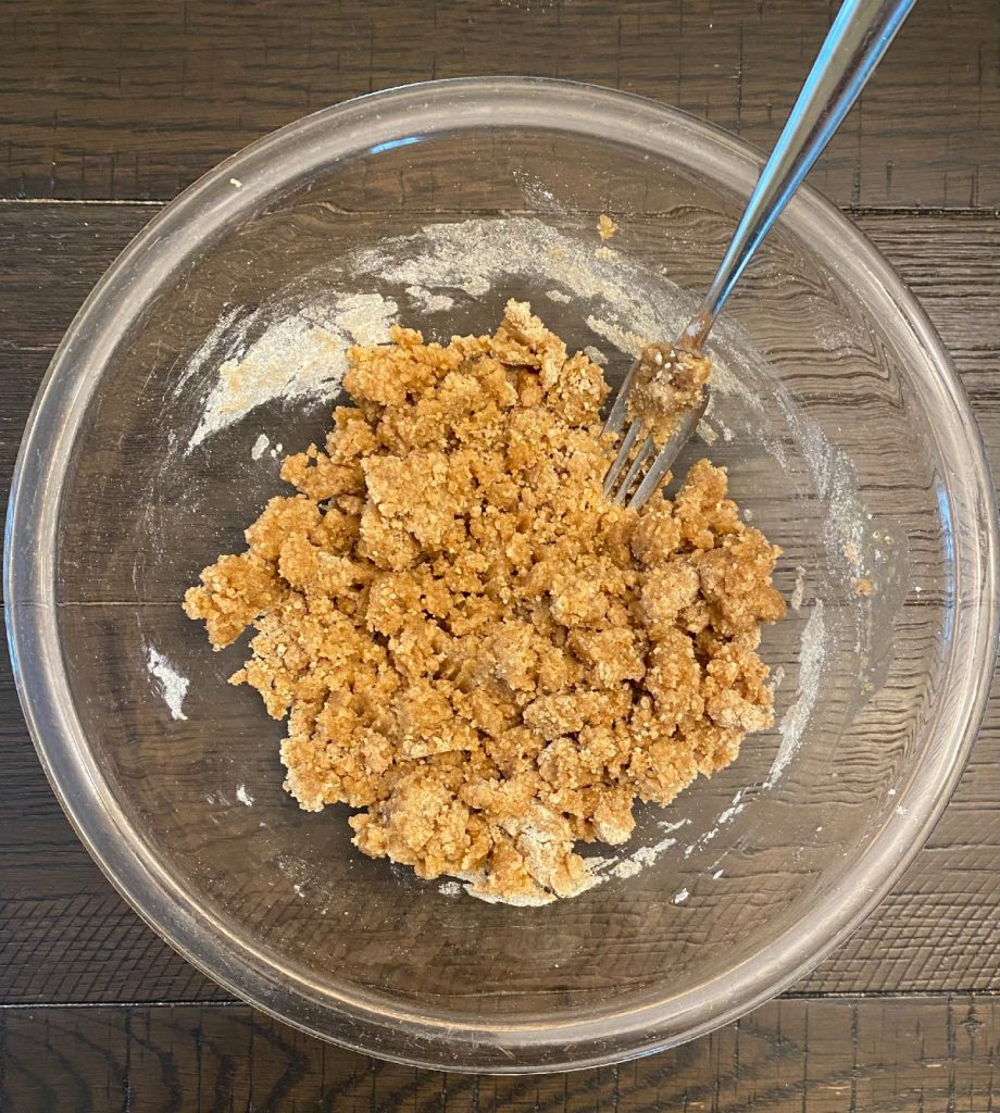 bowl with crumb mixture