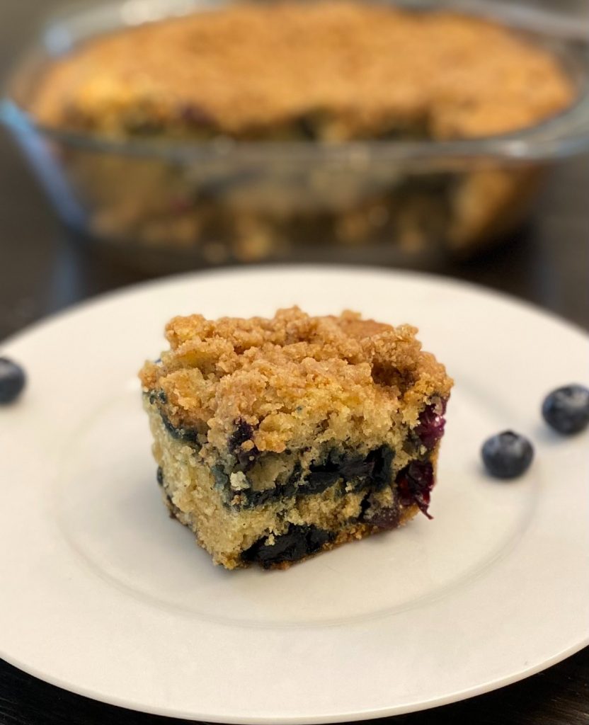 berry crumb cake on a plate
