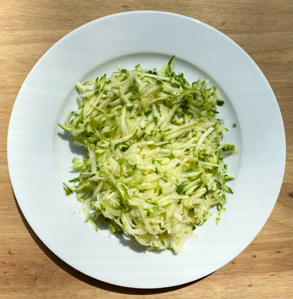 plate of grated zucchini.