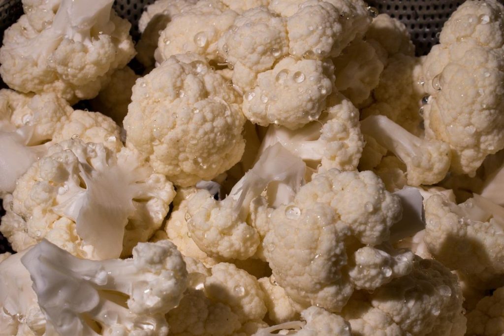 close up of cauliflower florets.