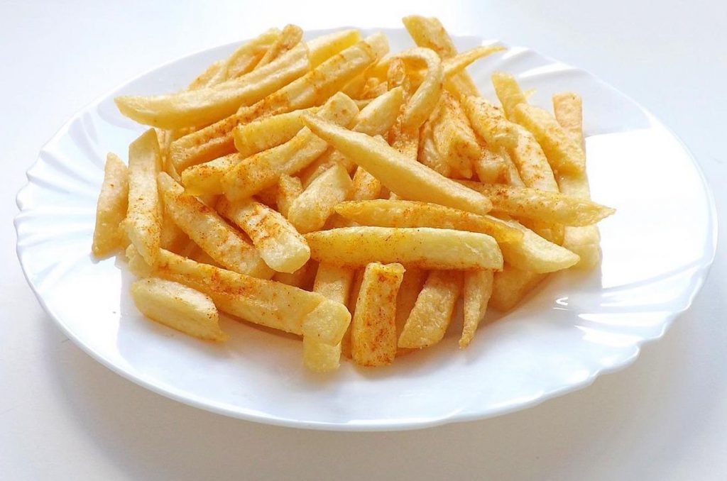 plate of french fries.