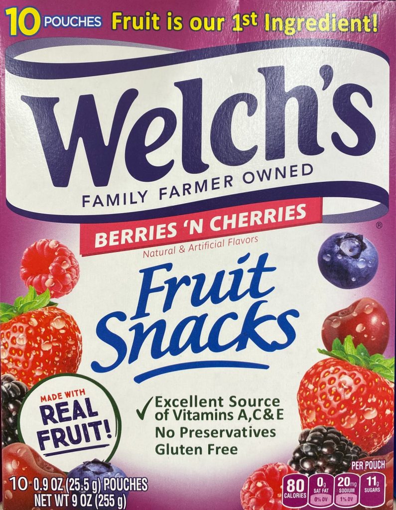 bow of welch's fruit snacks.