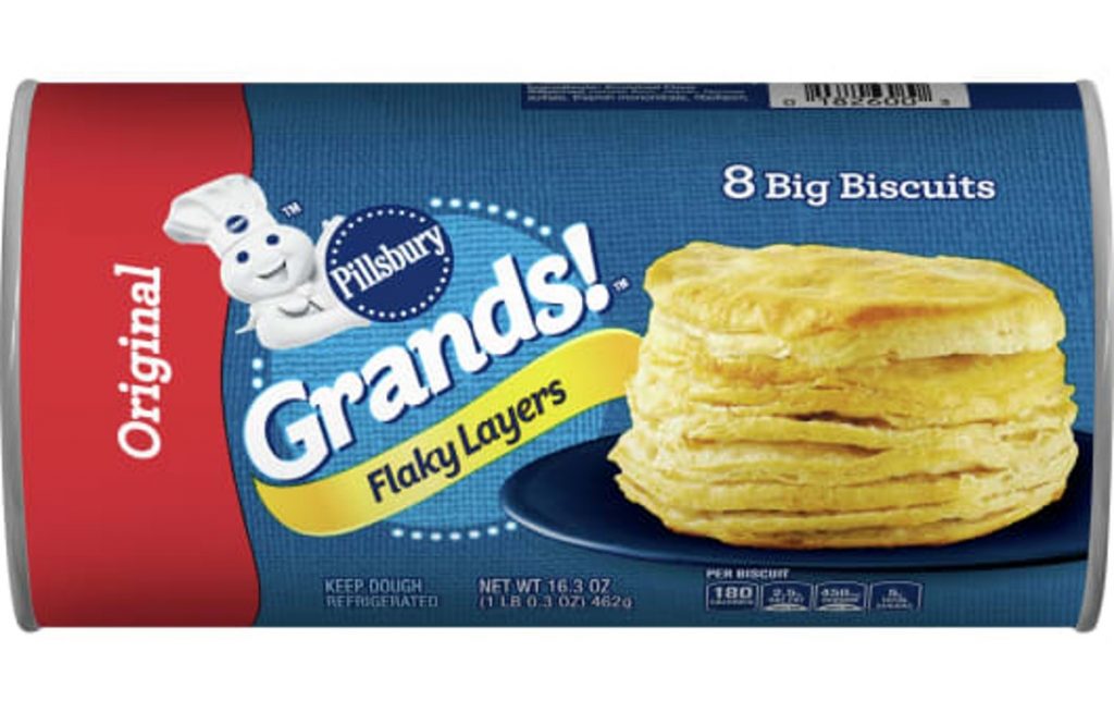 container of pillsbury grands flaky layers biscuits.