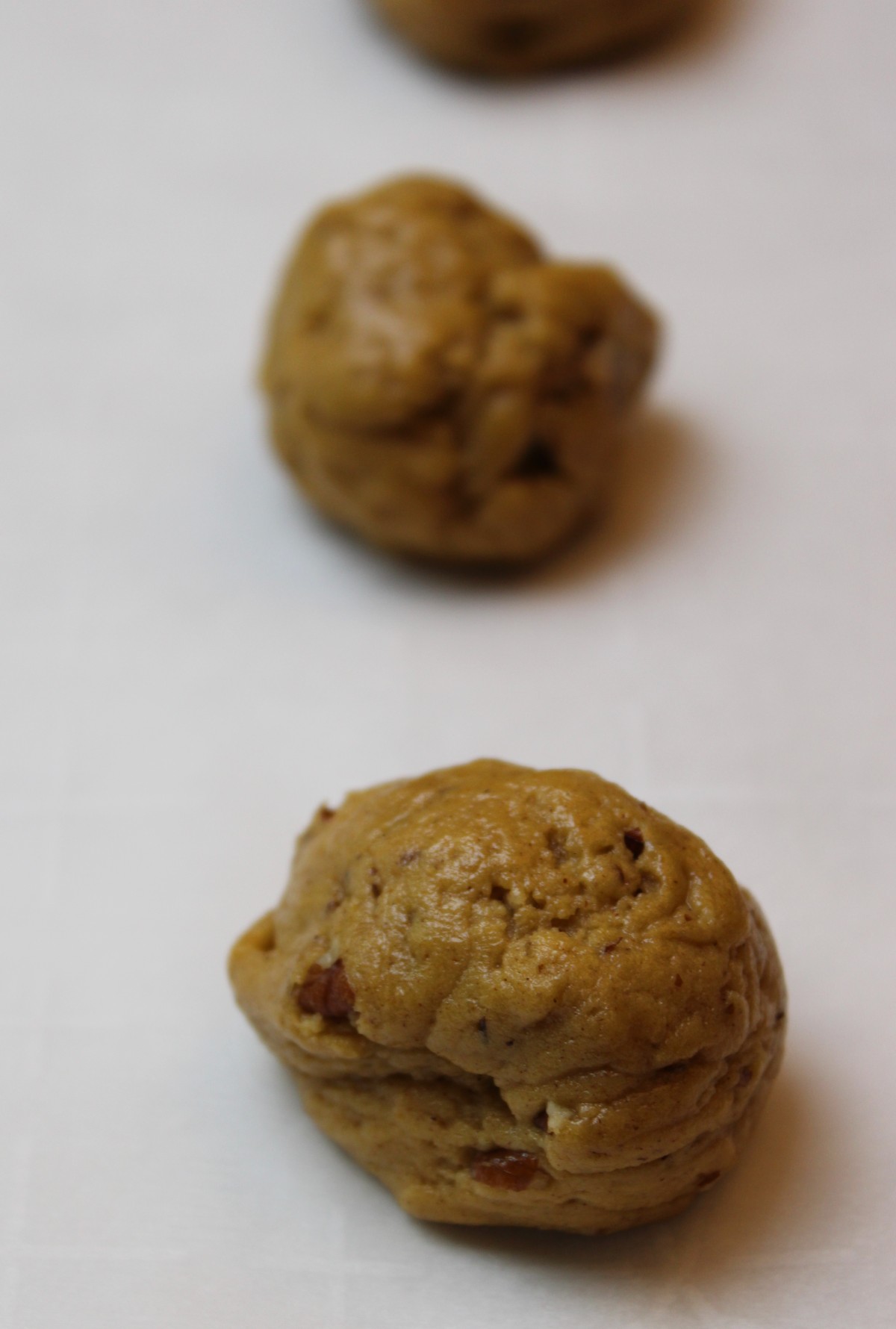 close up of cookie dough balls.