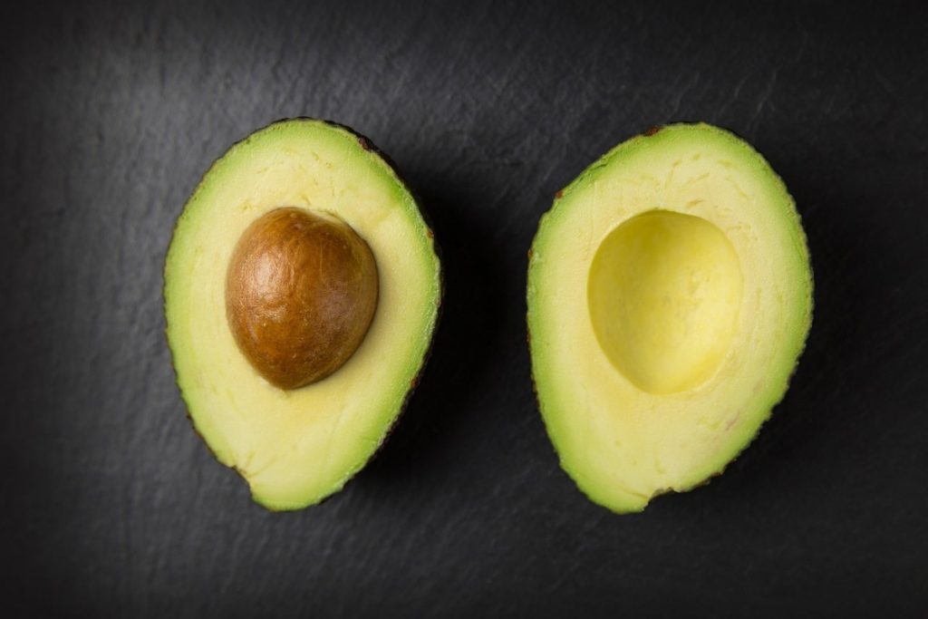 avocado cut in half.