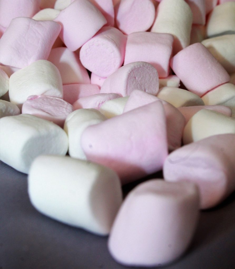 pink and yellow marshmallows.
