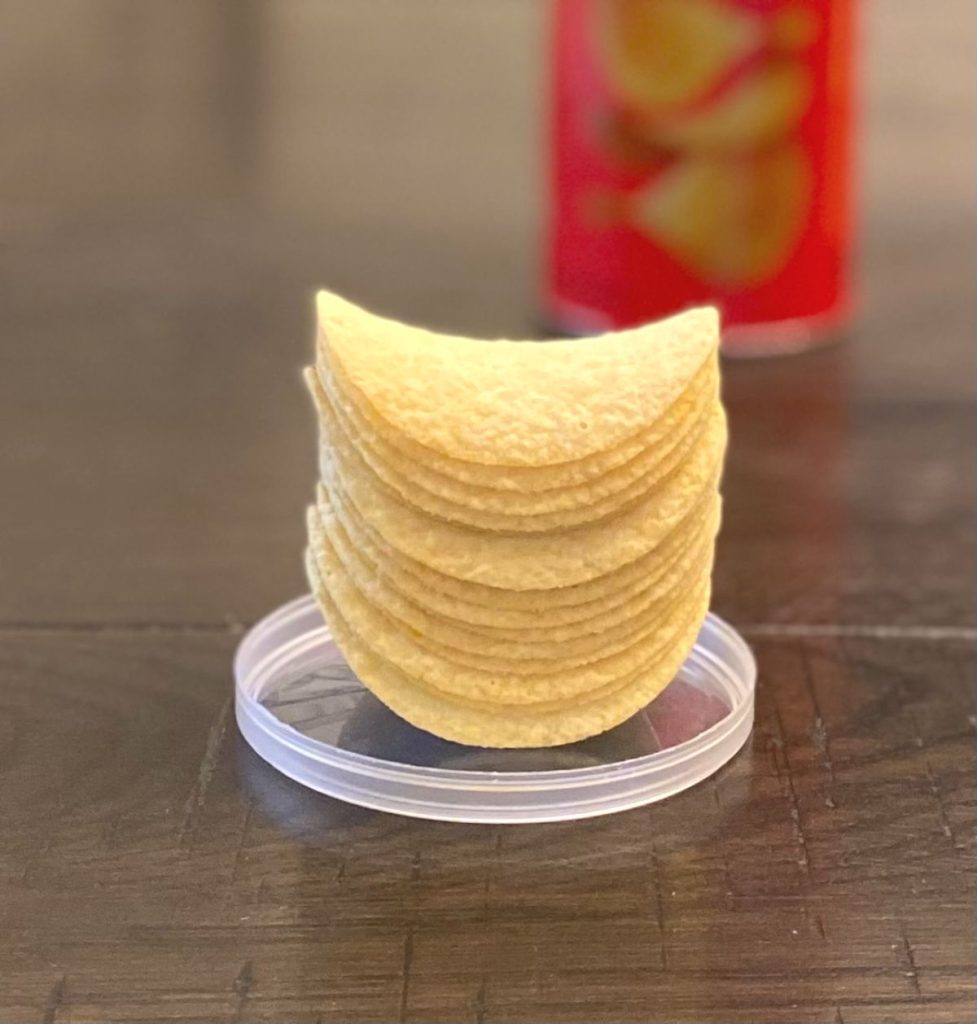Stack of original Pringles crisps.