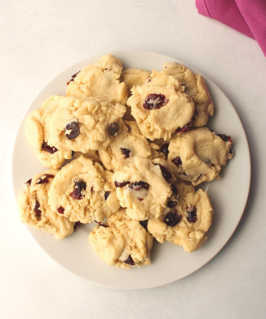 Plate of cranberry cookies.
