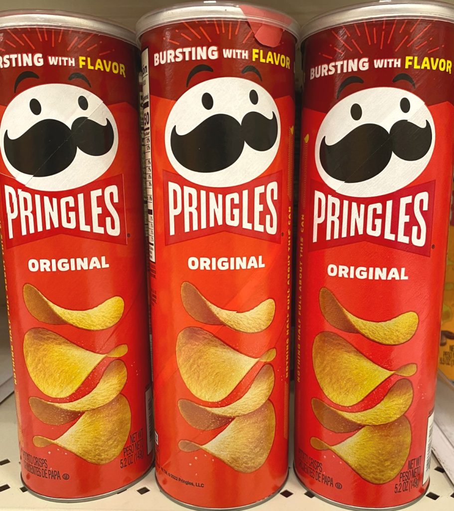 Cans of Original Pringles.