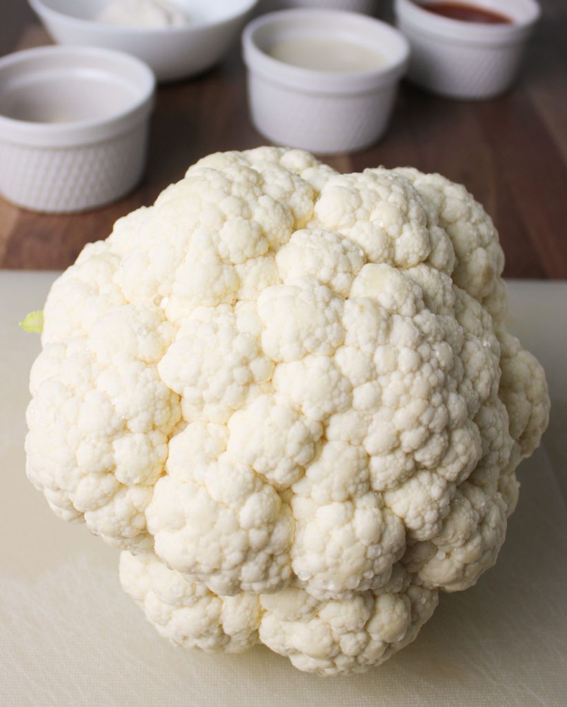 Close up of a head of cauliflower.