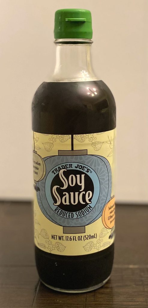 Bottle of Trader Joe's soy sauce.