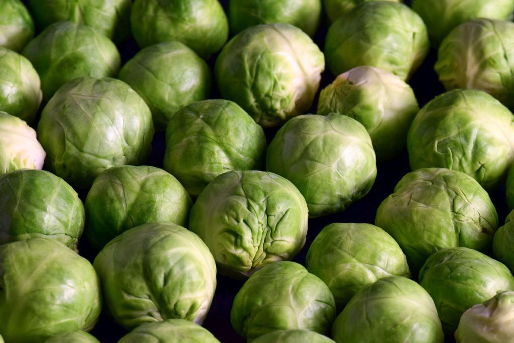 Close up of Brussels sprouts.