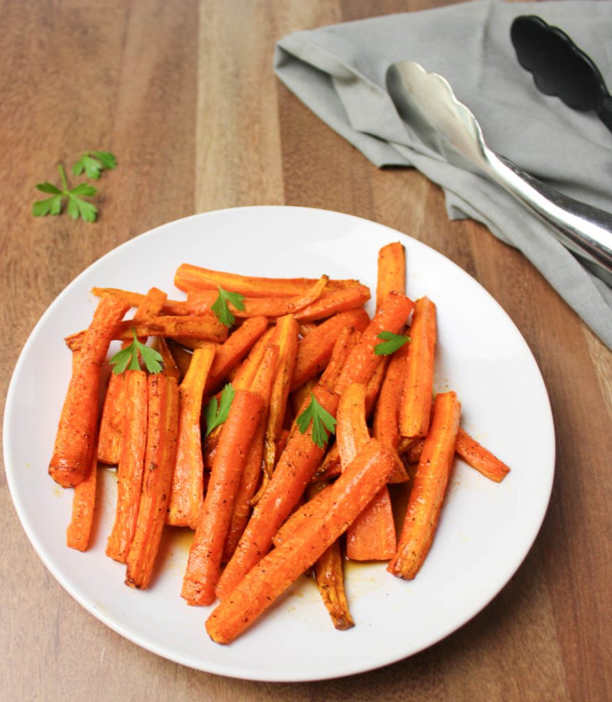 Plate of roasted carrots.