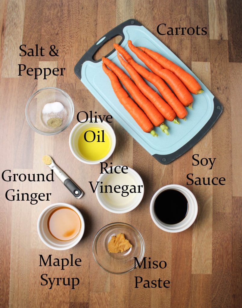 Air fried carrots ingredients.