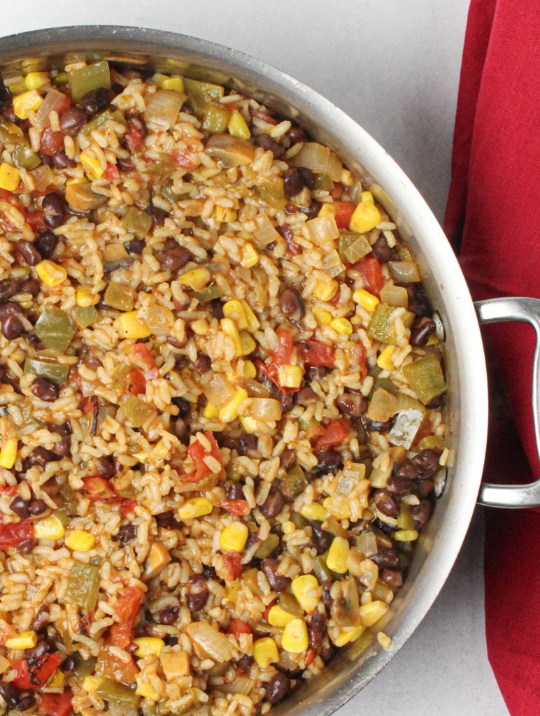 Mexican casserole in a large skillet.